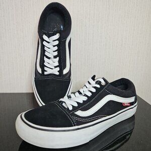 Vans Sk8 Low Top Shoes Mens 8 Womens 9.5 Black Suede White Old Skool Sneakers